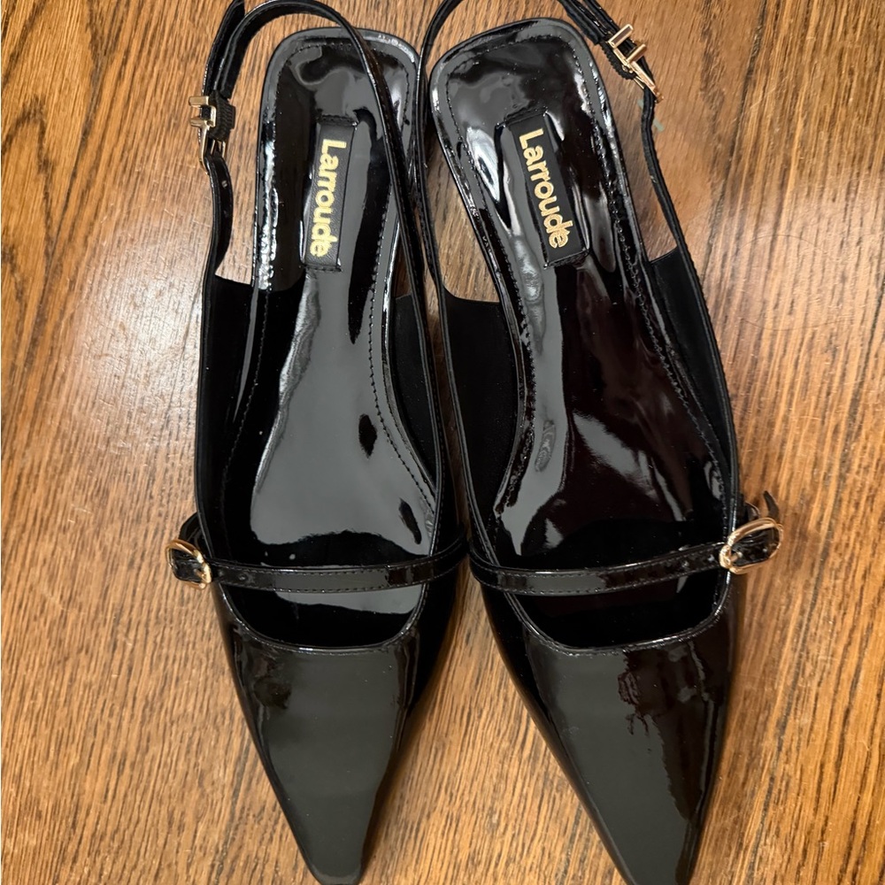 NWT Larroude Ines flat soft patent leather black - Picture 5 of 6